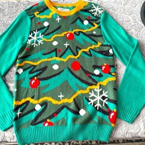 New! Novelty Christmas Sweater Ornaments/Tree Green Ugly Sweater Women’s Size M